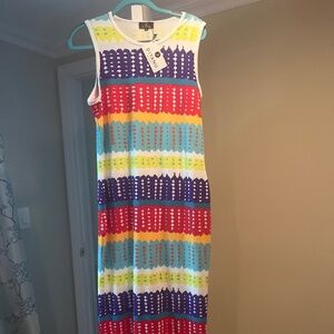 Hadi Women's African Print Jersey Dress (Rainbow Punch Adire)